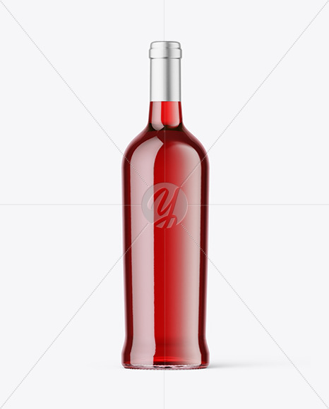 Clear Glass Red Wine Bottle Mockup