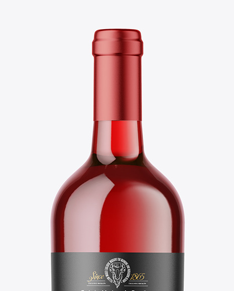 Clear Glass Red Wine Bottle Mockup