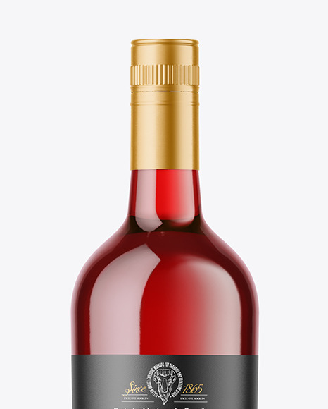 Clear Glass Red Wine Bottle Mockup