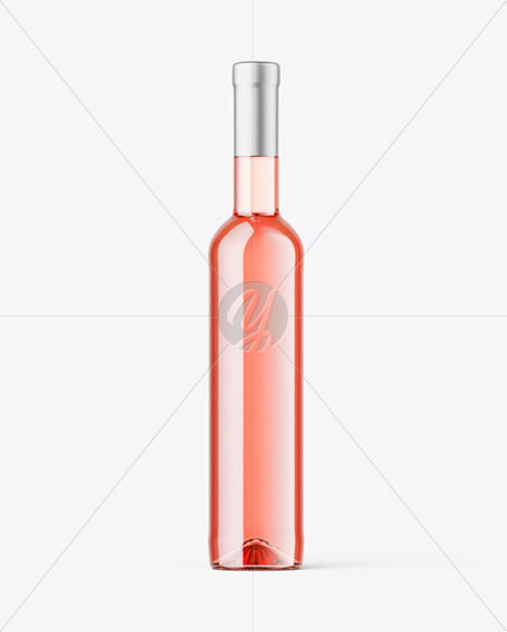 Clear Glass Pink Wine Bottle Mockup