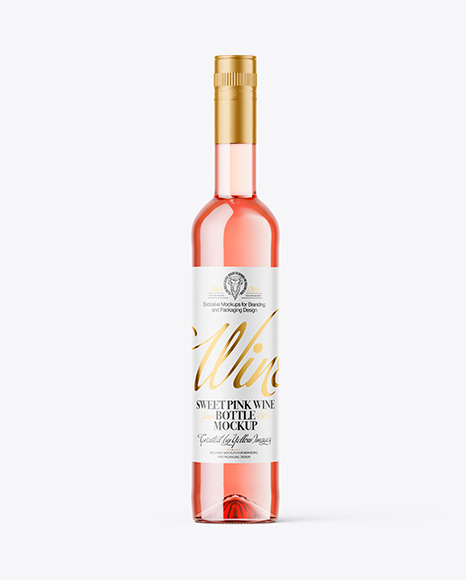 Clear Glass Pink Wine Bottle Mockup