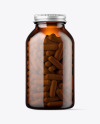 Amber Glass Pills Bottle Mockup