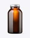 Empty Amber Glass Pills Bottle Mockup