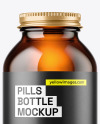 Empty Amber Glass Pills Bottle Mockup