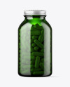 Green Glass Pills Bottle Mockup