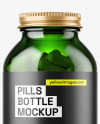 Green Glass Pills Bottle Mockup