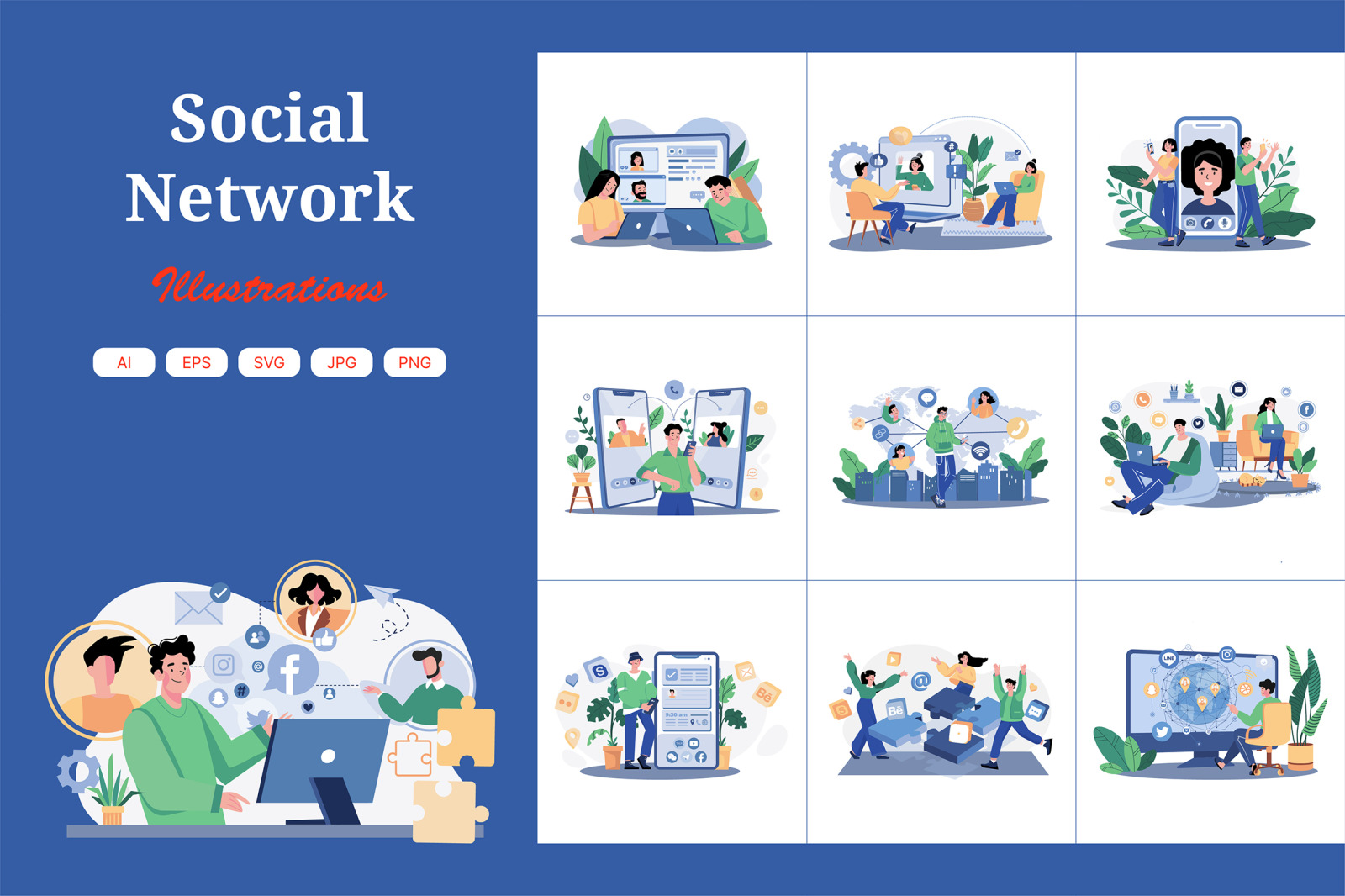 M640_Social Network Illustration Pack M640_Social Network Illustration Pack
