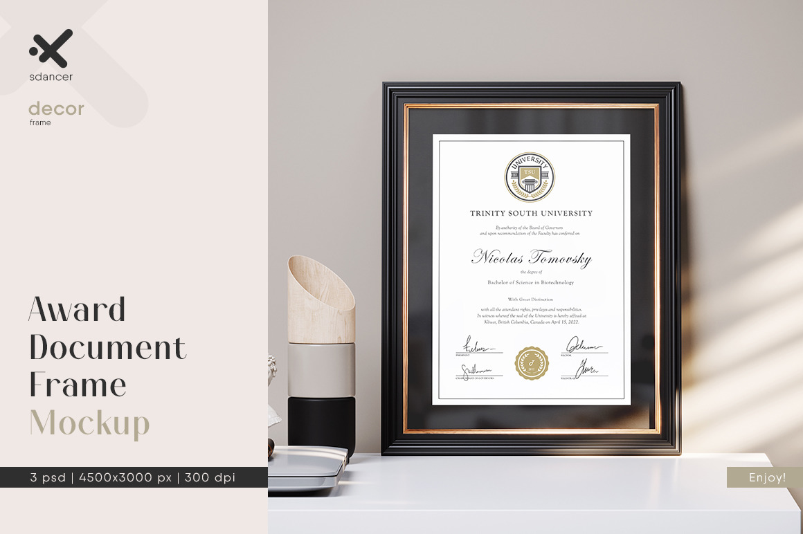 Award Document Frame Mockup