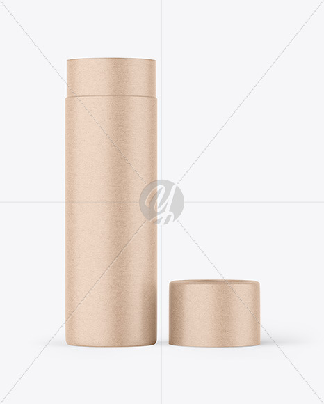 Opened Kraft Paper Tube Mockup