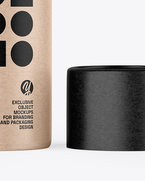 Opened Kraft Paper Tube Mockup