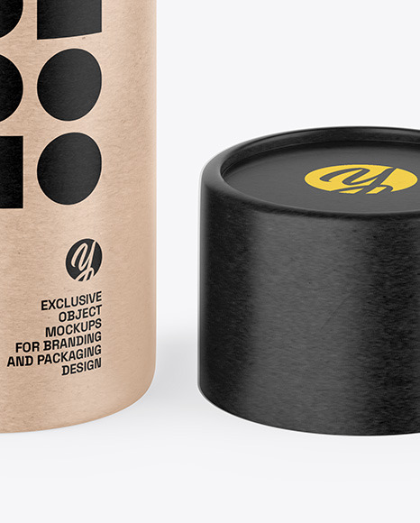 Opened Kraft Paper Tube Mockup