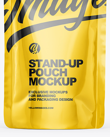 Glossy Stand-Up Pouch w/ Handle Mockup