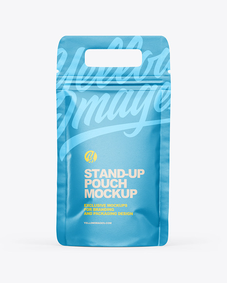 Matte Paper Stand-Up Pouch w/ Handle Mockup