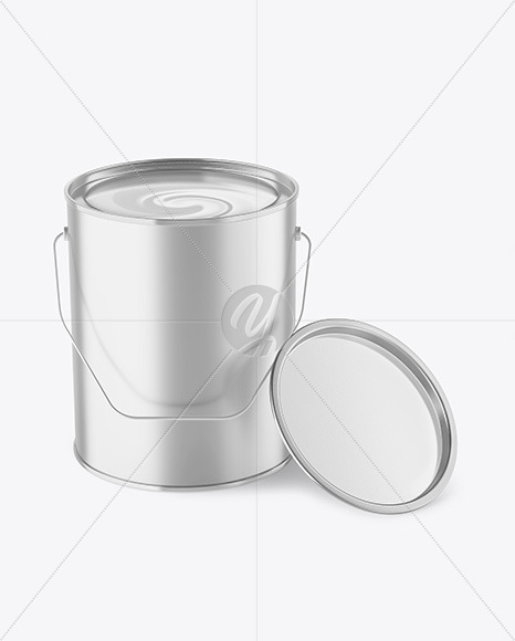 Opened Matte Metallic Paint Bucket Mockup