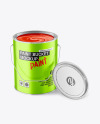 Opened Matte Metallic Paint Bucket Mockup