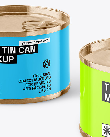 Two Tin Cans w/ Glossy Finish Mockup