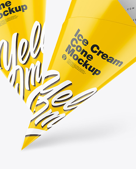 Two Glossy Ice Cream Cones Mockup