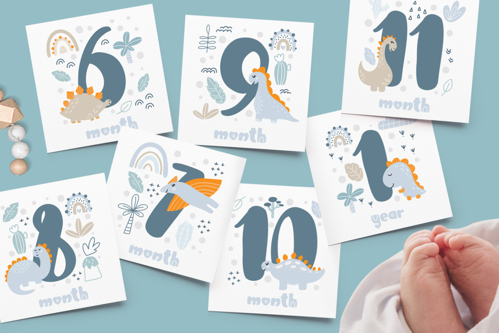 Baby Milestone Dino Boy Cards Baby Milestone Dino Boy Cards