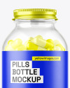 Clear Glass Pills Bottle Mockup