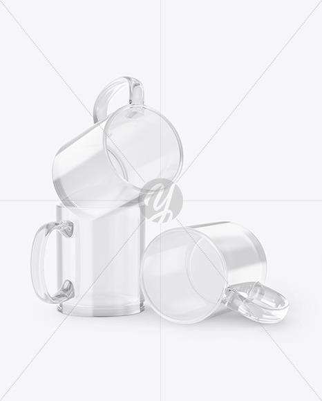 Three Clear Mugs Mockup