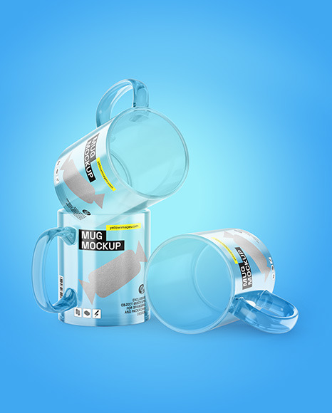 Three Clear Mugs Mockup