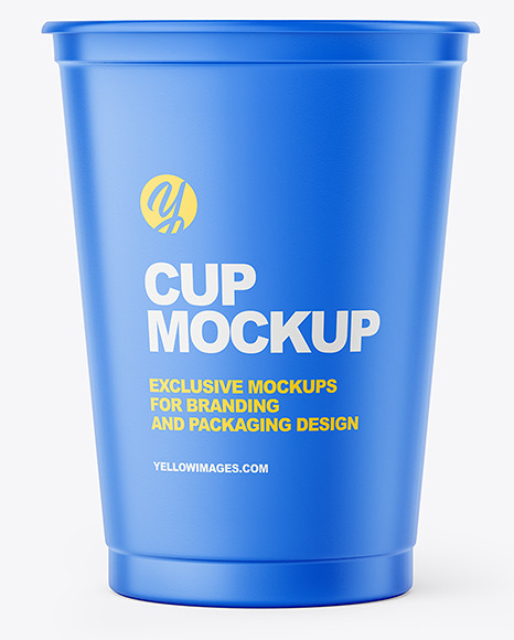 Empty Matte Plastic Cup w/ Paper Wrapping Mockup