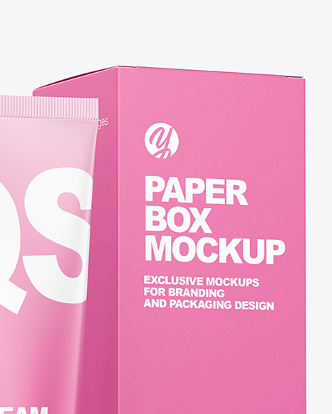 Cosmetic Tube with Box Mockup