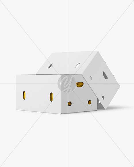 Corrugated Box with Bananas Mockup