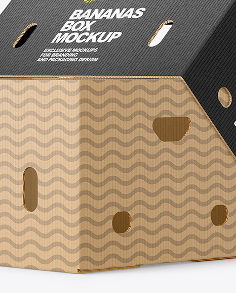 Corrugated Box with Bananas Mockup
