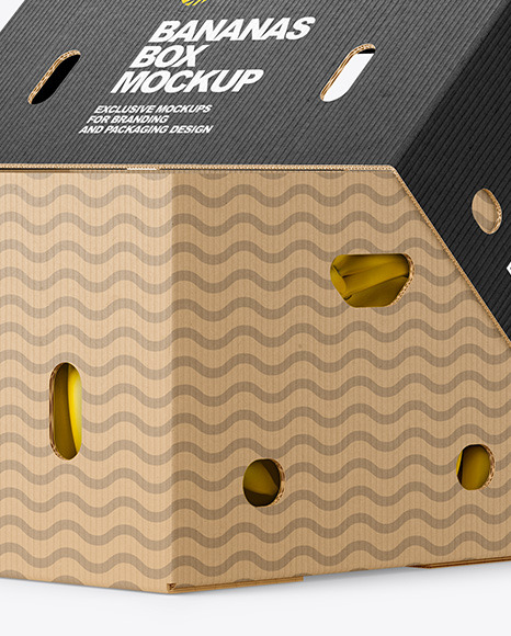 Corrugated Box with Bananas Mockup