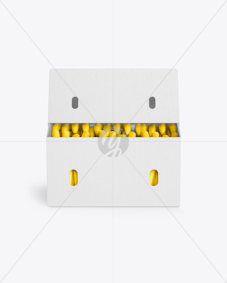 Corrugated Box with Bananas Mockup