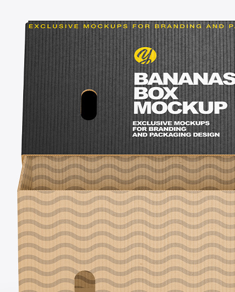 Corrugated Box with Bananas Mockup