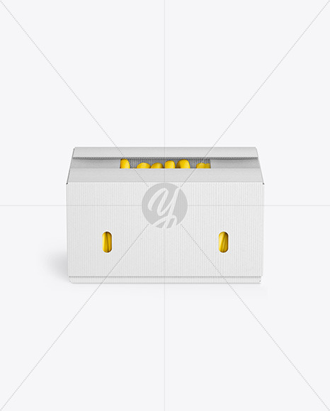 Corrugated Box with Bananas Mockup