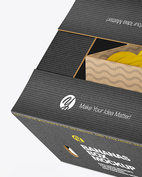 Corrugated Box with Bananas Mockup