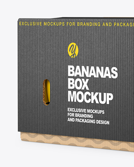 Corrugated Box with Bananas Mockup