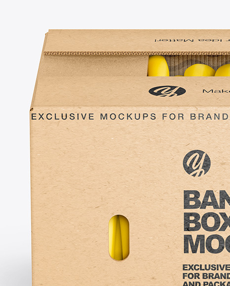 Kraft Box with Bananas Mockup