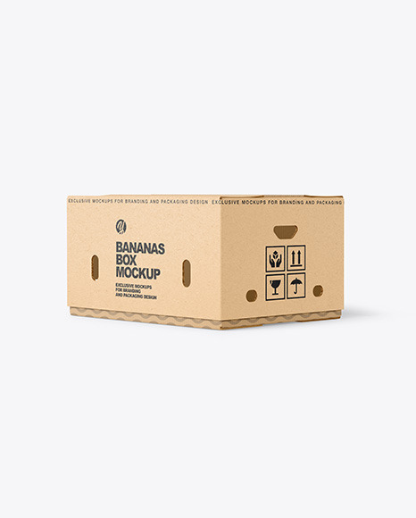 Kraft Box with Bananas Mockup