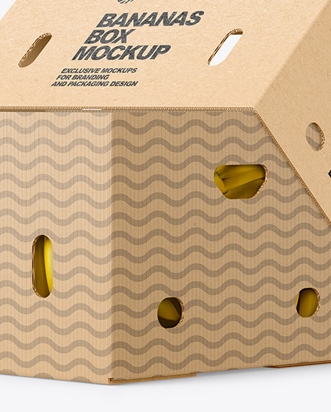 Kraft Box with Bananas Mockup