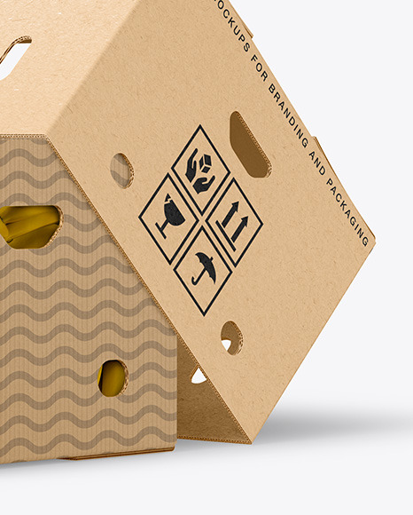 Kraft Box with Bananas Mockup