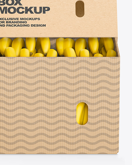 Kraft Box with Bananas Mockup