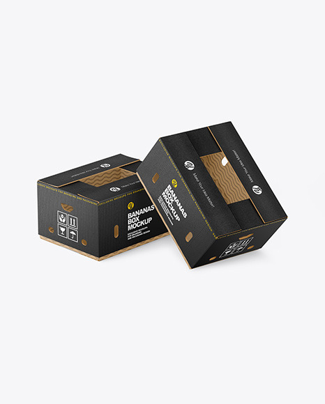 Two Corrugated Boxes with Bananas Mockup