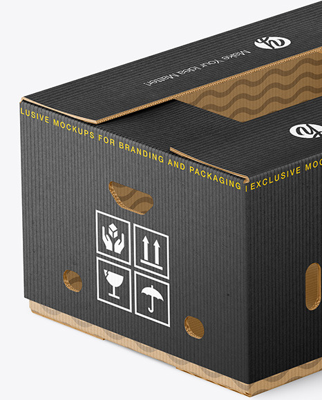 Two Corrugated Boxes with Bananas Mockup