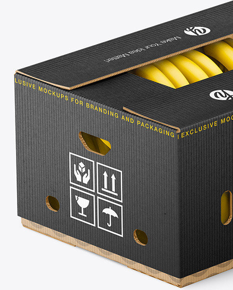 Two Corrugated Boxes with Bananas Mockup