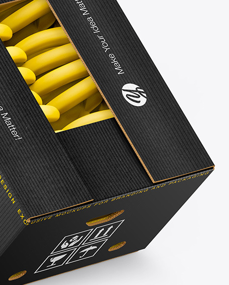 Two Corrugated Boxes with Bananas Mockup