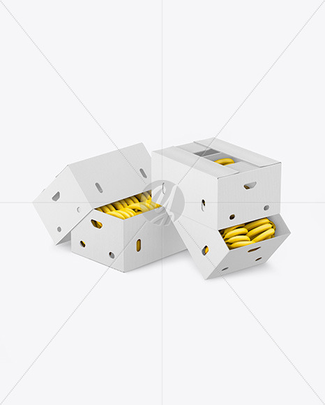 Two Corrugated Boxes with Bananas Mockup