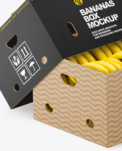 Two Corrugated Boxes with Bananas Mockup