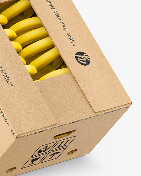 Two Kraft Boxes with Bananas Mockup
