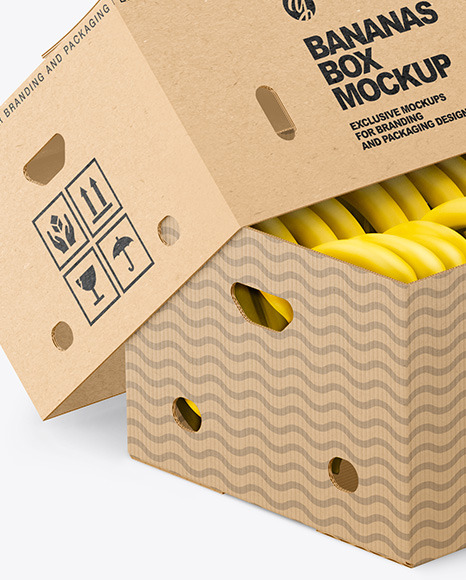 Two Kraft Boxes with Bananas Mockup