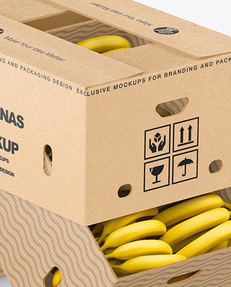 Two Kraft Boxes with Bananas Mockup