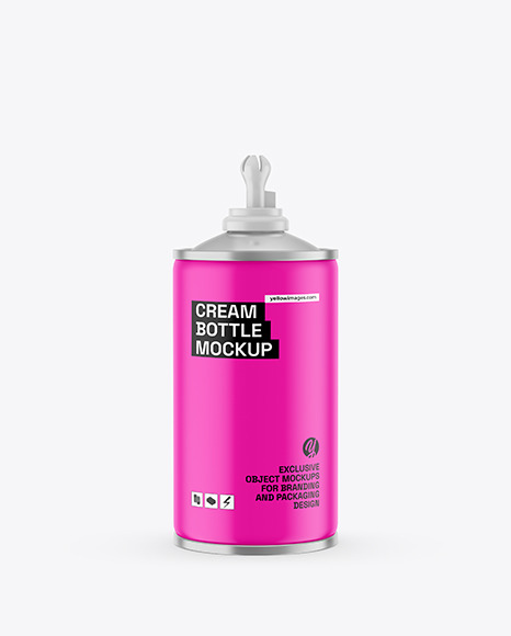 Matte Whipped Cream Bottle Mockup